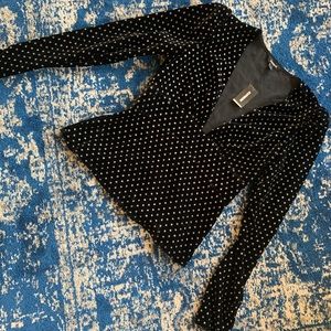Velvet plunge v-neck with grey sparkle dots